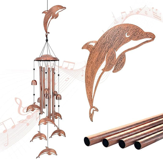 Dolphin Wind Chimes for Outside,Dolphin Gifts for Women/Men/Sympathy Gift/Memorial Gifts/Birthday Festival Metal windchimes Outdoors/Indoors,Patio,Garden Decor,Home,Porch,Yard