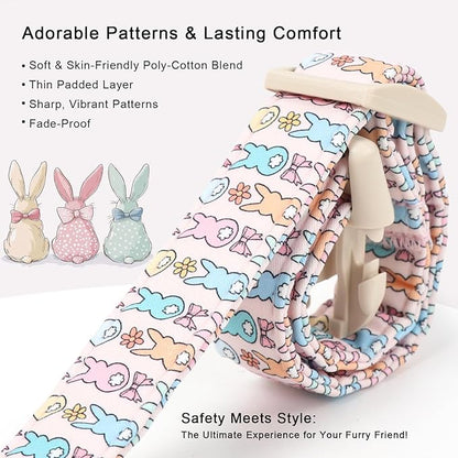 Easter Dog Collar for Giant Large Dogs - Pastel Bunny Easter Collars for Female Dogs, Cute Spring Girl Dog Collar, Lightweight Adjustable Cartoon Holiday Pet Collars XL