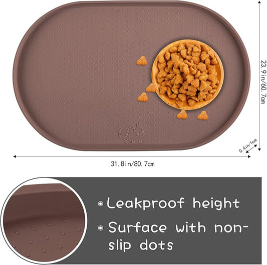 100% Waterproof 1.0" Raised Edge BPA Free Silicone Dog Food Mat, Pet Cat Feeding Mats Contain Spills Protects Floors, Placemats for Cats and Dogs Water Bowl Dishwasher XXL Large.