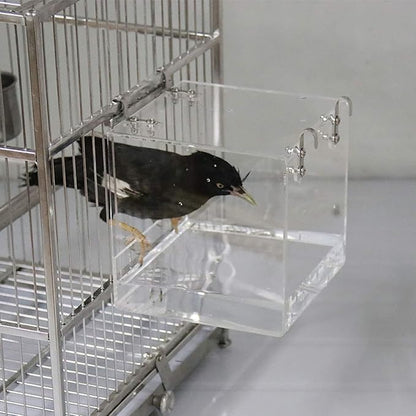 Bird Bath Cage, Cleaning Pet Supplies Cockatiel Bird Bathtub with Hanging Hooks for Little Bird Parrots Spacious Parakeets Portable Shower for Most Birdcage