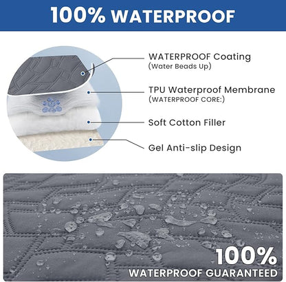 Waterproof Dog Bed Cover Pet Blanket, Soft Couch Cover for Dogs Washable, Non-Slip Dog Blanket Protect Furniture Couch Sofa Car for Puppy Large Dogs Cat (82x102 Inch, Dark Grey)