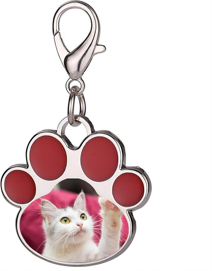 Custom Pet Photo Keychain Personalized Photo Pawprint Dog Tag Keychain Engraved Keyring Animal Pet Lover