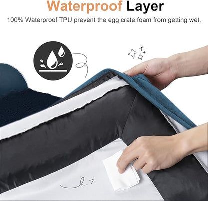 Small Dog Bed Orthopedic Washable: Beds Bolster Small Sized Dogs Cats Bed Egg Crate Foam Couch Sofa Waterproof with Removable Cover - Navy Blue