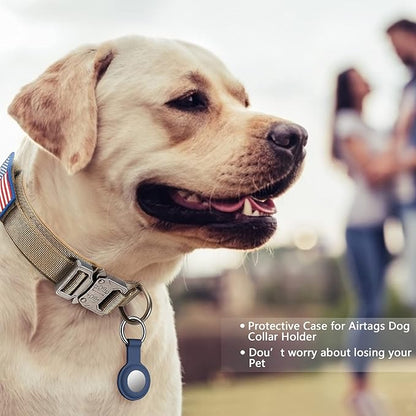 DAGANXI Tactical Dog Collar, Adjustable Military Training Nylon Dog Collar with Control Handle and Heavy Metal Buckle for Medium and Large Dogs, with Patches and Airtags Case (XXL, Brown)