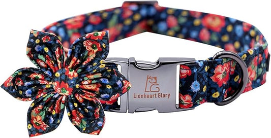 Lionheart Glory Cute Floral Pattern Pet Collar - Adjustable for X-Large Dogs