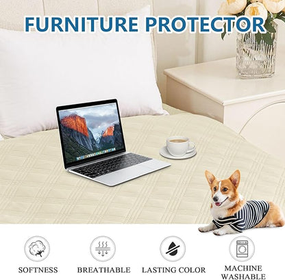 hyha Waterproof Dog Blanket, Reversible Pet Bed Blanket, Soft Sofa Couch Cover for Dogs Washable, Waterproof Pet Couch Covers for Sofa Puppy Cats Furniture Protector(40"x80", Beige/Beige)