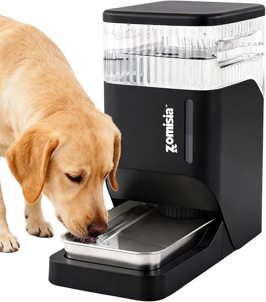 Automatic Dog Water Dispenser 8L with Stainless Steel Bowl, Gravity Large Capacity Water Bowl for Dogs, 2 Gallon Pet Waterer 100% BPA Free, Black