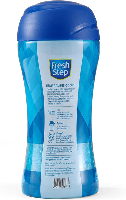 Fresh Step Cat Litter Crystals Deodorizer, Non Toxic Odor Neutralizing Crystals for Litter Boxes that Help Control Smells and Keep Home Areas Fresh, Fresh Scent, 15 Ounce