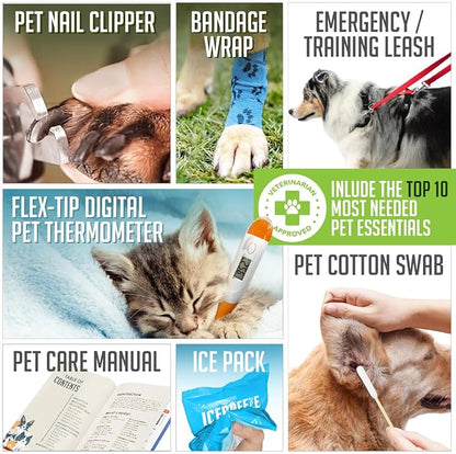 EVERLIT Pet Medic First Aid Kit | 95 Pcs Vet-Approved Medical, Outdoor & Emergency Supplies for Dogs, Cats, Animal Care | Travel-Friendly Compact Bag for Home, Car and Travel (Raven Black)
