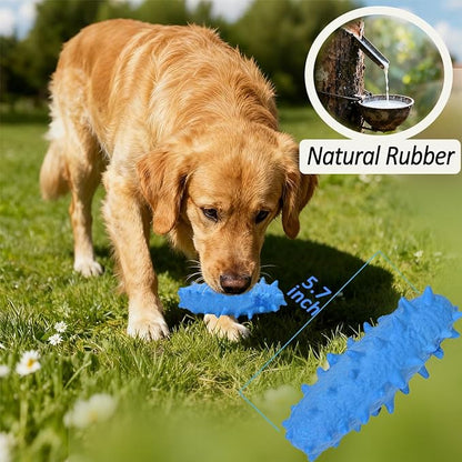 2 Pack Dog Toys for Aggressive Chewers, Tough Puppy Chew Toys Teething Bone for Puppies, Soft Foaming Rubber Interactive Toys for Small Medium Breed (Blue)