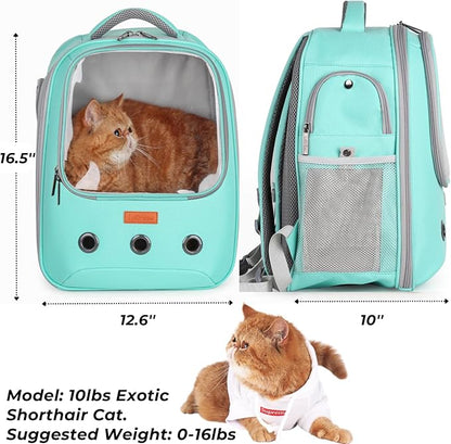 Lollimeow Pet Carrier Backpack, Bubble Backpack Carrier, Cats and Puppies,Airline-Approved, Designed for Travel, Hiking, Walking & Outdoor Use (Green)