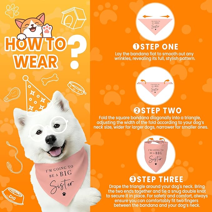 2 Pack Dog Bandanas for Pregnancy Announcement, I'm Going to Be A Big Brother Sister Cute Adjustable Pet Bandana Scarf for Small Medium Large Dogs, Gender Reveal Dogs Accessories (Blue&Pink)