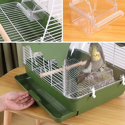 Small Bird Cage, Transparent Bird Travel Carrier, Full View Cockatiel Cage with Sturdy Design, Compact Aviary with Durable Construction, Indoor Outdoor Balcony Living Room Park Parakeet