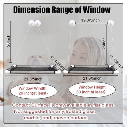 ZALALOVA Cat Window Perch Seat Large Sturdy Cat Beds Fleece Blanket 2025 Latest Screw Suction Cups Resting with Blanket (Grey)