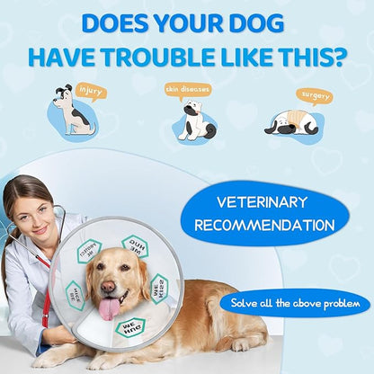Supet Dog Cone Collar After Surgery to Stop Licking: Adjustable Recovery Elizabeth Collar Alternative for Large Medium Small Dogs, Plastic Pet Head Neck Cone (L)