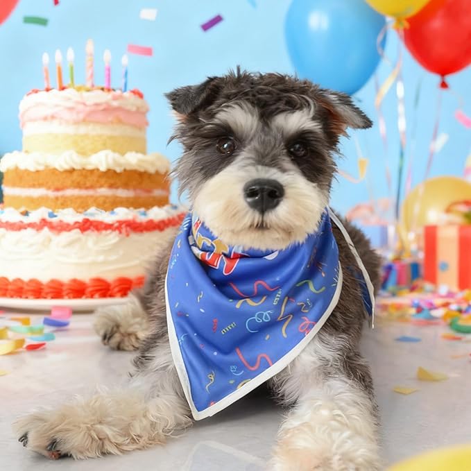 Birthday Dog Bandanas Boy,Blue Reflective Dogs Scarfs for Birthday Party Decorations Supplies for Dogs Pet Accessories,Cat Dogs Triangle Pet Scarves for Large Dogs Outfit,L