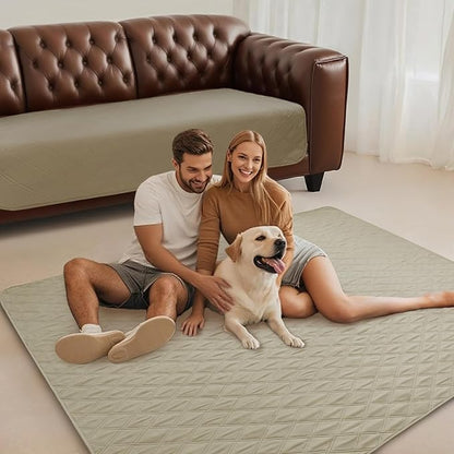 Luciphia 100% Waterproof Couch Cover Blanket for Dogs Anti-Slip Pet Couch Protector Sofa Mat Puppy Cat Blanket with Non-Slip Bottom, Taupe White, 52x82 Inch