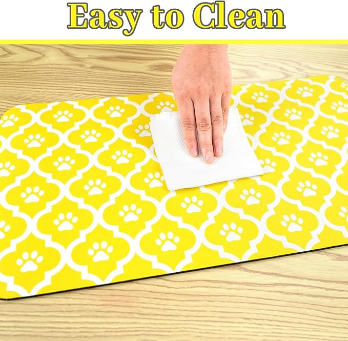 Dog Food Mat 16X24 Inch Pet Feeding Absorbent Mats for Floor Cat Water Bowl Placemats Non-Slip Washable Dog Mat for Food and Water
