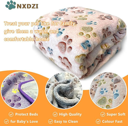 Dog Blankets for Large Dogs, 3 Pcs Dog Blanket Washable, Soft Fluffy Flannel Pet Blanket Mat Cover for Bed Couch, Cute Print Puppy Blanket 60" x 50"