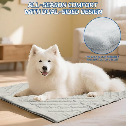 Dog Cooling Mat Self Coolings Foldable Cooling Pad for Dog in Summer Coolings Mat for Dogs and Cats Machine Washable (Rectangle,Gray, X-Large-59 L x 40" W)
