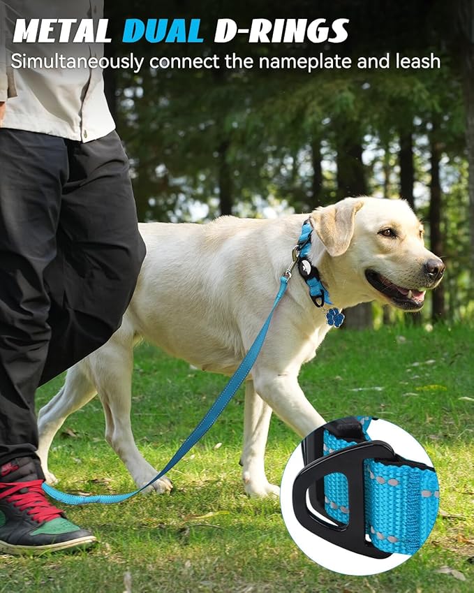 Joytale Airtag Dog Collar, Reflective Pet Collar with Waterproof AirTag Holder, Dual D-Rings, Soft Padded Adjustable for Small Dogs, SkyBlue, S