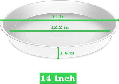 2 Pack of 14 inch Plant Saucers Bird Bath Bowl, Plant Saucer 14" Round, Plastic Plant Tray for Pots, White Planters for Indoor Plants, Plant Trays for Planter 12-15" (14", Creamy White)