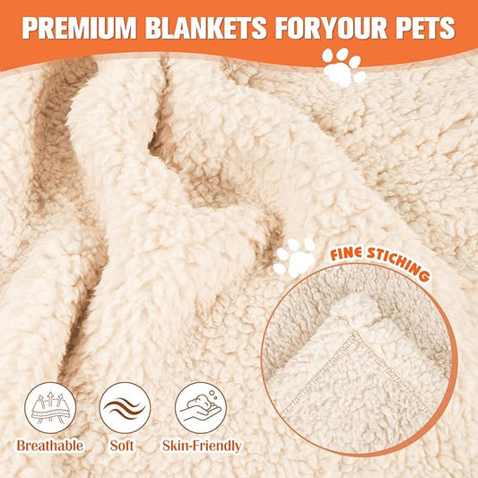 Cat Blanket for Small Dogs Puppy Cat Kitten, 16" x 24" Soft Warm Sherpa Fleece Cat Blanket Washable, Grey/Beige Pack 2