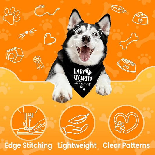 Baby Security in Training Dog Bandana Pet Scarf Pregnancy Announcement Dog Bandanas for Dogs Pet Accessories for Dogs Lovers Pregnancy Reveal Ideas (Black)