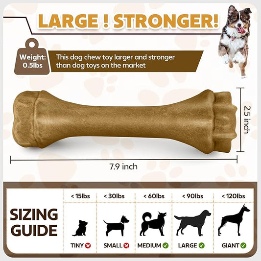 Dog Toys for Aggressive Chewers, Indestructible Bones for Aggressive Chewers, Tough Puppy Chew Toy for Heavy Duty Dogs, Big Dog Teething Toys with Durable Nylon for Large/Medium Breed Puppies