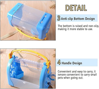 kathson Portable Hamster Cage Dwarf Hamster Carry Travel Cage with Water Bottle Food Bowl Adjustable Strap Pet Outgoing Cage for Gerbil Hedgehog Mice Squirrel