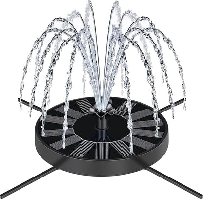 Solar Fountain Pump with Spray Height Adjustment, Upgrade Glass Solar Bird Bath Fountains with 6 Nozzles, Outdoor Solar Water Fountain Pump for Bird Bath, Garden, Pool, Pond