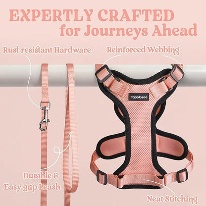 rabbitgoo Cat Harness and Leash for Walking, Escape Proof Soft Adjustable Vest Harnesses for Cats, Easy Control Breathable Reflective Strips Jacket, Light Salmon Pink, XXS