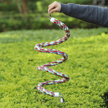 Rope Bungee Perch Bird, 83inch Kintor Pure Natural Colorful Bead Cage Chewing Toys for Small Medium Parrot (83inch)