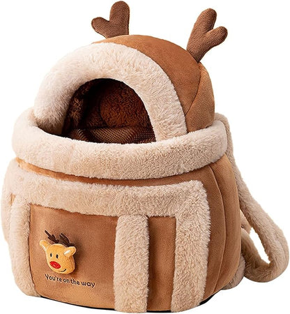 Pet Carrier Backpack Warm Travel Bag for Cat Dog Portable Small Animal Cage Outgoing Plush Bag Cat Winter Travel Bag