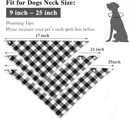 Plaid Bandana Triangle Scarf by Brand - Fall Dual Layer Soft Cotton for Dogs - Adjustable, Washable - Birthday Occasion - For Girl, Boy Dogs & Puppies - Small to Extra Large Sizes