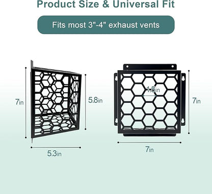 Dryer Vent Bird Guard - Universal Fits for 3" to 4" Dryer Vents & Exhaust Fan Ventilation Cover (Kitchen/Bathroom), Steel Ventilation Bird Cage, Black