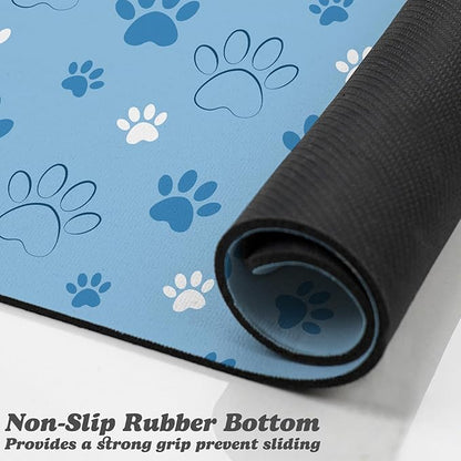 Dog Food Mat, Absorbent Water Bowl Mats Cat Pet Feeding Placemats Blue 24 * 32 inch