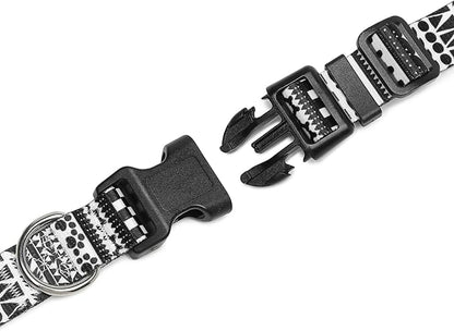 Mercano Adjustable Dog Collar - Special Design Patterns, Soft Nylon Comfortable Durable Pet Collar for Small Medium Large Dogs (XS, Black White A)