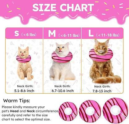 Cat Cone Collar Soft, Cat Recovery Collar for Wound Healing Cute Donut Adjustable Kitten Cones to Stop Licking Comfortable Lightweight Neck Elizabethan Collars for Cats Kittens After Surgery