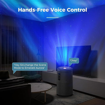 AROEVE Air Purifier for Large Rooms up to 1,782 Sq. Ft. with Star Projector, Smart WiFi, Air Quality Sensor, UV Function, and Washable Filter for Whole Home Use for a Cozy Holiday, MK09W Black