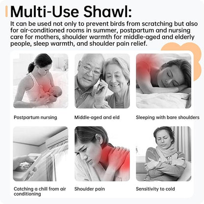 QBLEEV Parrot Anti-Scratch Shoulder Protector, Bird Diaper Poop Cover Pad for Parakeets Cockatiels Conures, Cotton Shawl Cape for Birds to Stand on Shoulders, Pet Arm Guard for Lovebirds Finches Macaw