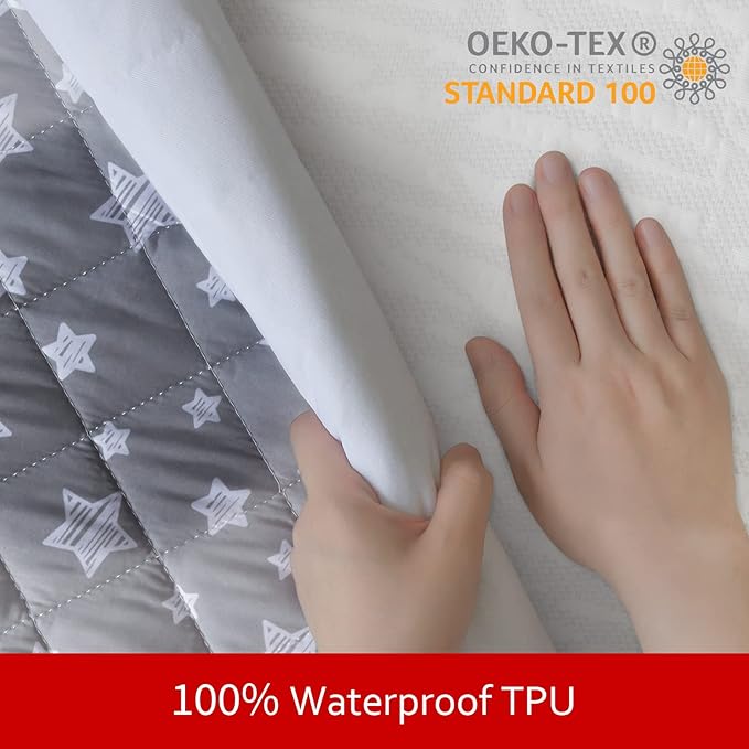 Waterproof Dog Bed Covers Replacement Washable Pet Hair Easy to Remove, Noiseless Quilted Puppy Pet Bed Cover Lovely Grey Star Print 15x20 Inches, for Dog/Cat, Cover Only