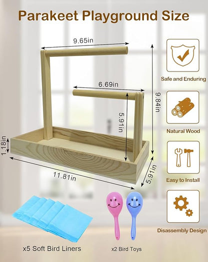 Small Bird Training Stand Portable Tabletop Birds Perch Desktop Platform Training Perch with 5 Pcs Disposable Pads Parakeet Play Gyms Exercise for Budgie Conure Parrot Cockatiel Lovebird