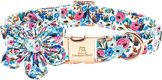 Lionheart Glory Floral Dog Collar with Flowers - Soft, Durable & Adjustable for Small Dogs