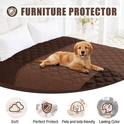 Smiry Waterproof Dog Bed Cover Blanket 82x120, Soft Reversible Pet Blanket, Washable Leakproof Cats Dogs Couch Cover for Sofa, Couch, Furniture, Brown/Chocolate