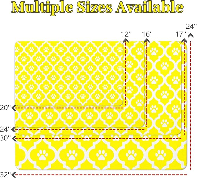 Dog Food Mat 16X24 Inch Pet Feeding Absorbent Mats for Floor Cat Water Bowl Placemats Non-Slip Washable Dog Mat for Food and Water
