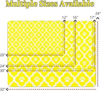 Dog Food Mat 16X24 Inch Pet Feeding Absorbent Mats for Floor Cat Water Bowl Placemats Non-Slip Washable Dog Mat for Food and Water