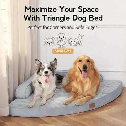 Dog Bed Medium Sized Dogs - Orthopedic Egg-Crate Memory Foam with Removable Washable Cover, Waterproof Pet Bed Couch with Non-Slip Bottom for Large Dog, Grey