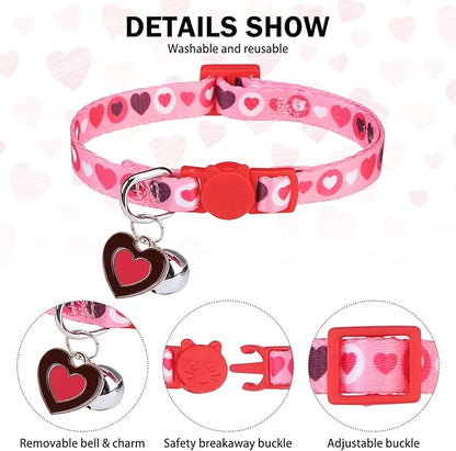 Breakaway Cat Collars for Girl Boy Cats, Fall Winter All Weather Cat Collar Personalized Pattern 2 Pack,Cute Classic Safety Buckles and Bells,Adjustable Printed Nylon Colorful Kitten Collar