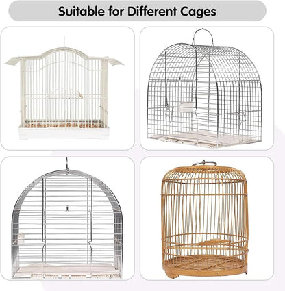 Bird Cage Seed Catcher, 45-90'' Adjustable Cover, Universal Nylon Mesh Net, Skirt Guard Accessories for Parrot Parakeet Macaw Round Square Cage (Gray)